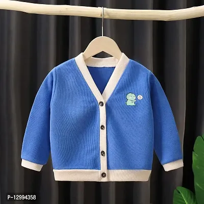 MOMISY Baby Boy & Girls Sweater Jacket Front Open Cardigan (3 to 4 Years, Blue)-thumb5