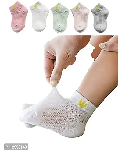 MOMISY 5 Pairs Baby Girl Boys Tube Socks Toddlers Infant Solid Color Boat Spring and Autumn Socks Stretch Baby Socks (ThinCrown, 1 year to 3 year)-thumb0