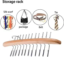 MOMISY Tie Belt Clothes Wooden Hanger With 24 Hooks Adjustable Belt Closet Hangers Tie Storage Racks Wood Belt Hanger Multipurpose Wardrobe Organizers For Men Women Belt Tie Scarf Messenger Bag Supplies-thumb1