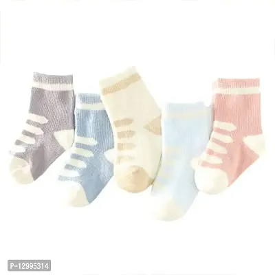 MOMISY 5 Pairs Baby Girl Boys Tube Socks Toddlers Infant Solid Color Boat Spring and Autumn Socks Stretch Baby Socks