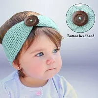 MOMISY Woolen Knitting Button Headbands Turban Head Wrap Unisex Knitted Hair Band for Kids for Girls & Boys-1 piece (Light Blue)-thumb2
