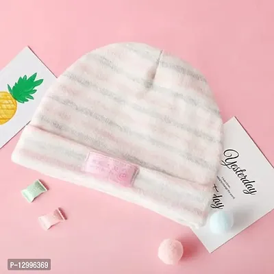 MOMISY 1 Piece Small Baby Cotton Cap for Newborn Baby Boys and Girls-StripedPink-thumb3