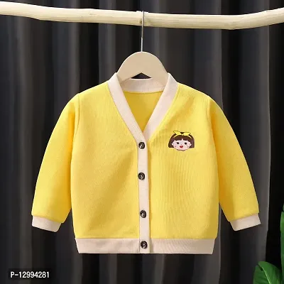 MOMISY Baby Boy & Girls Sweater Jacket Front Open Cardigan (2 to 3 Years, Yellow)-thumb4