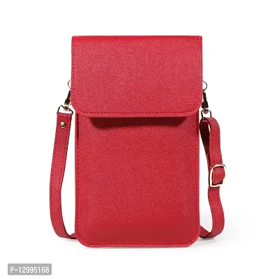 MOMISY Women Cellphone Sling Bag Card Holder Wallet Purse Clutch Handbag Crossbody Shoulder Bag for Girls (Red)-thumb0