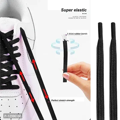 MOMISY No Tie Elastic Shoelaces, Semicircle Shoe Laces For Kids and Adult, Sneakers Shoelace Locks Laces Shoe Strings, Black-thumb2