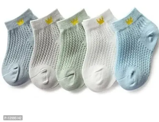 MOMISY 5 Pairs Baby Girl Boys Tube Socks Toddlers Infant Solid Color Boat Spring and Autumn Socks Stretch Baby Socks (ThinCrown-Boys, 1 year to 3 year)-thumb0