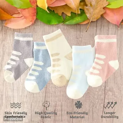 MOMISY 5 Pairs Baby Girl Boys Tube Socks Toddlers Infant Solid Color Boat Spring and Autumn Socks Stretch Baby Socks-thumb5