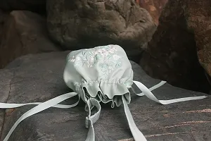 MOMISY Satin Clutch Drawstring Bag Polti Purse for Women and Girls Pull Belt Embroidery Han Clothing Bag Designer Ladies Purse Gift Handbag (Light Green)-thumb1
