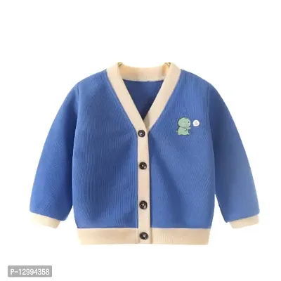 MOMISY Baby Boy & Girls Sweater Jacket Front Open Cardigan (3 to 4 Years, Blue)-thumb0