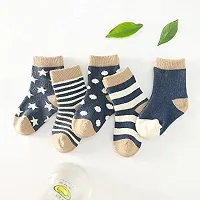 MOMISY 5 Pairs Baby Girl Boys Tube Socks Toddlers Infant Solid Color Boat Spring and Autumn Socks Stretch Baby Socks (Navy, 0 year to 1 year)-thumb3