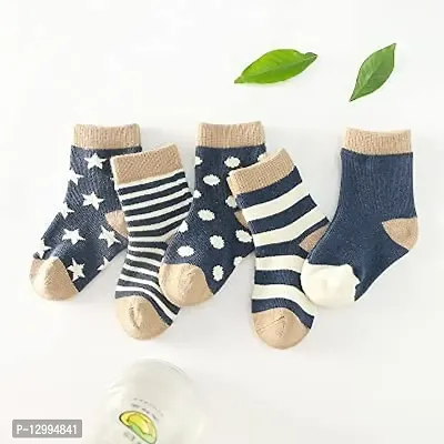 MOMISY 5 Pairs Baby Girl Boys Tube Socks Toddlers Infant Solid Color Boat Spring and Autumn Socks Stretch Baby Socks (Navy, 0 year to 1 year)-thumb4