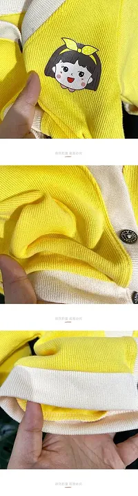 MOMISY Baby Boy & Girls Sweater Jacket Front Open Cardigan (2 to 3 Years, Yellow)-thumb2