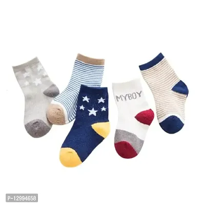 MOMISY 5 Pairs Baby Girl Boys Tube Socks Toddlers Infant Solid Color Boat Spring and Autumn Socks Stretch Baby Socks (MYBOY, 1 year to 3 year)-thumb0