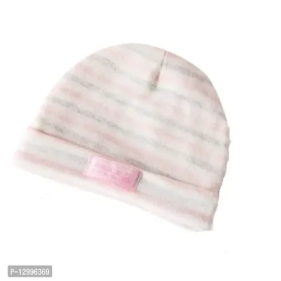 MOMISY 1 Piece Small Baby Cotton Cap for Newborn Baby Boys and Girls-StripedPink-thumb0