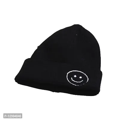 MOMISY Baby Cap Beanie Woolen Hat for Winter for Infant Toddler Kids Babies Black
