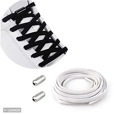 MOMISY No Tie Elastic Shoelaces, Semicircle Shoe Laces For Kids and Adult, Sneakers Shoelace Locks Laces Shoe Strings, White