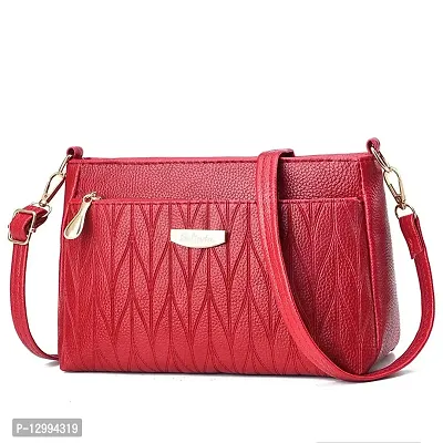 MOMISY Sling Bag with Long Strap for Women Shoulder Zipper Closure Handbags Multipurpose Crossbody ladies Daily (Red Leaves)