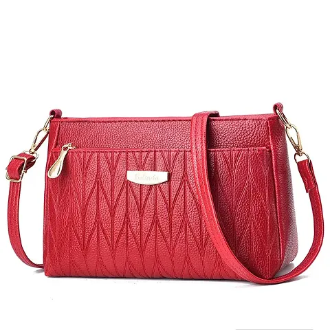 MOMISY Sling Bag with Long Strap for Women Shoulder Zipper Closure Handbags Multipurpose Crossbody ladies Daily (Red Leaves)