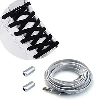 MOMISY No Tie Elastic Shoelaces, Semicircle Shoe Laces For Kids and Adult, Sneakers Shoelace Locks Laces Shoe Strings, Grey-thumb4