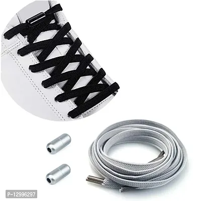 MOMISY No Tie Elastic Shoelaces, Semicircle Shoe Laces For Kids and Adult, Sneakers Shoelace Locks Laces Shoe Strings, Grey-thumb5