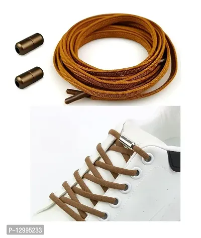 MOMISY No Tie Elastic Shoelaces, Semicircle Shoe Laces For Kids and Adult, Sneakers Shoelace Locks Laces Shoe Strings, Brown-thumb2