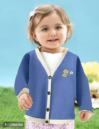 MOMISY Baby Boy & Girls Sweater Jacket Front Open Cardigan (3 to 4 Years, Blue)-thumb4