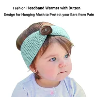 MOMISY Woolen Knitting Button Headbands Turban Head Wrap Unisex Knitted Hair Band for Kids for Girls & Boys-1 piece (Light Blue)-thumb3