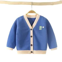MOMISY Baby Boy & Girls Sweater Jacket Front Open Cardigan (3 to 4 Years, Blue)-thumb1