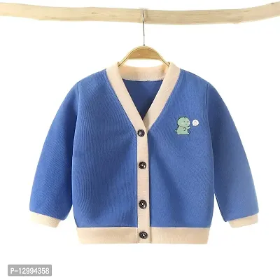 MOMISY Baby Boy & Girls Sweater Jacket Front Open Cardigan (3 to 4 Years, Blue)-thumb2