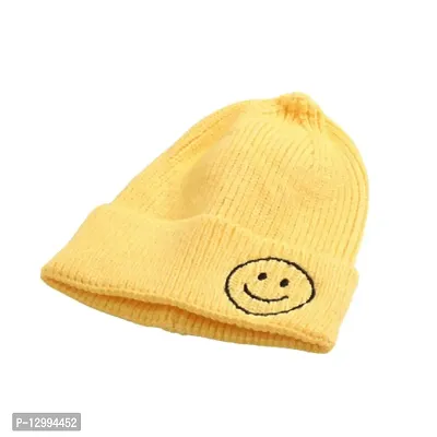 MOMISY Baby Cap Beanie Knit Woolen Hat for Winter for Newborn Infant Toddler Kids Babies from 1 Year to 3 Years (Yellow S)