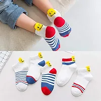 MOMISY 5 Pairs Baby Girl Boys Tube Socks Toddlers Infant Solid Color Boat Spring and Autumn Socks Stretch Baby Socks (SmileyStriped, 9 Year to 12 Year)-thumb4