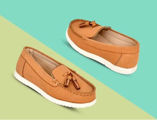Peppa Kids Boys Loafers Shoes  in Synthetic,TPR Sole Tan Colour