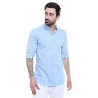 Trendy Men Slim Fit Solid Spread Collar Casual Shirt-thumb3