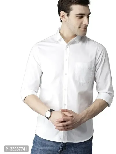 Trendy Men Slim Fit Solid Spread Collar Casual Shirt-thumb0