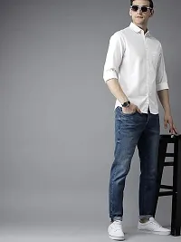 Trendy Men Slim Fit Solid Spread Collar Casual Shirt-thumb1