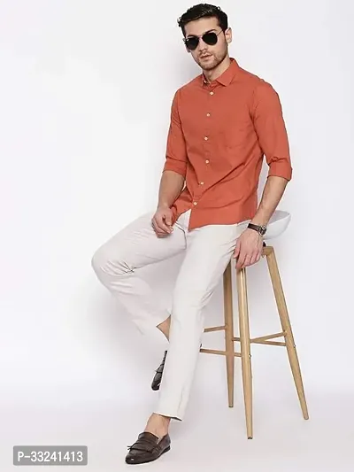 Trendy Men Slim Fit Solid Spread Collar Casual Shirt-thumb3