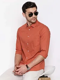 Trendy Men Slim Fit Solid Spread Collar Casual Shirt-thumb3