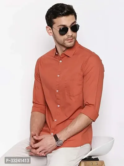 Trendy Men Slim Fit Solid Spread Collar Casual Shirt-thumb4