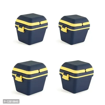 LUNCH BOX ndash; SNACK BOX lsquo;THE-BLUErsquo; SET OF 4 PIECES--WITH 3 BIG COMPARTMENT, SPOON-PUSH LOCK  HANDLE, LUNCH BOX FOR IDEAL RETURN GIFT, LUNCHBOX FOR SCHOOL KIDS  CHARITY DONATION, OFFICE LUNCH BOX-thumb0