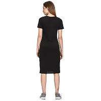 ROARERS Women Black Bodycon Knee Length Half Sleeves Cotton Dress-thumb1