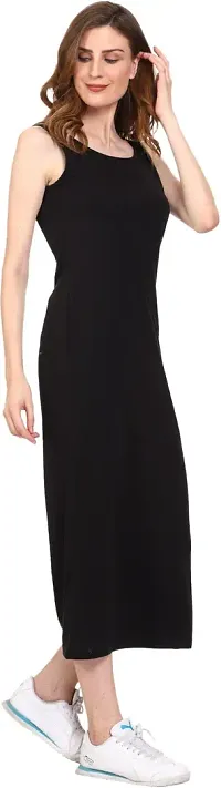 ROARERS Women Maxi Length Sleeveless Cotton Black Dress-thumb1