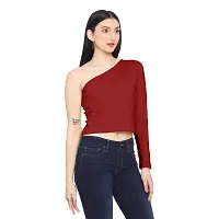 ROARERS Women ONE Shoulder Yellow Mustard Cotton Crop TOP-thumb2