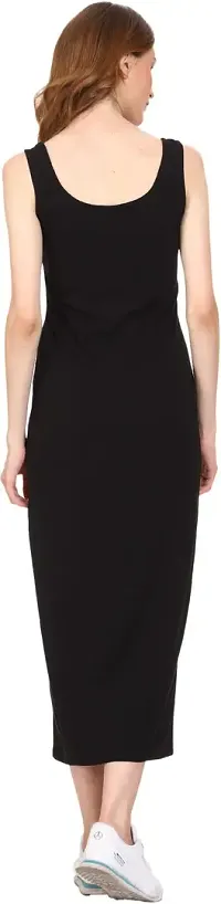 ROARERS Women Maxi Length Sleeveless Cotton Black Dress-thumb3