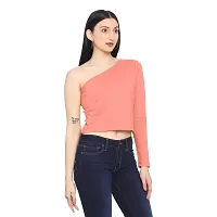 ROARERS Women ONE Shoulder Yellow Mustard Cotton Crop TOP-thumb3