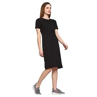 ROARERS Women Black Bodycon Knee Length Half Sleeves Cotton Dress-thumb3