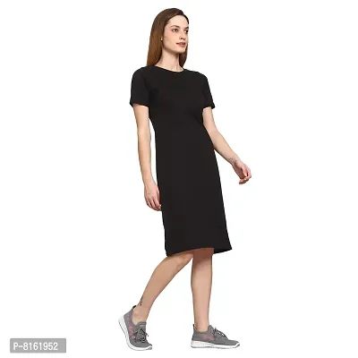 ROARERS Women Black Bodycon Knee Length Half Sleeves Cotton Dress-thumb4