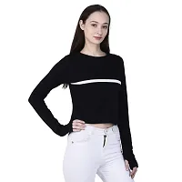 Women Thumbhole Round Neck Crop Top-thumb1