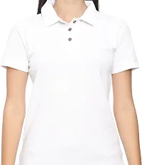 ROARERS Women Polo Neck White Pique Half Sleevess Cotton T-Shirt-thumb4