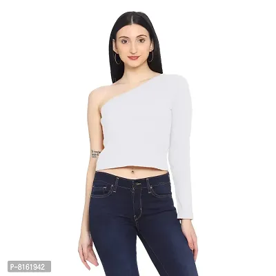 ROARERS Women ONE Shoulder Yellow Mustard Cotton Crop TOP