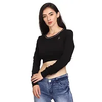 ROARERS Cotton Handwork Crop Top for Girls (XS) Black-thumb2